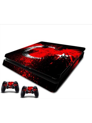 StickerMarket PS4 Slim Bayrak Sticker Seti Kırmızı Desenli Dayanıklı Materyal ile Oyun Aksesuarı
