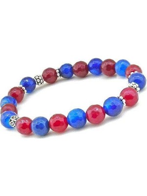 RD Ekoavm Bordo-Mavi Küre Kesim Doğal Taş Bileklik