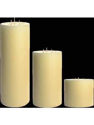 Mumvemum 3 Lu Set Krem Büyük Mum Çap : 15 Cm