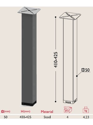 Gürçay Hırdavat Sehpa Ayağı 13. 500 4 Adet
