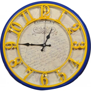 Time Gold Doğa Duvar Saati Sarı - Lacivert Çap 40 cm