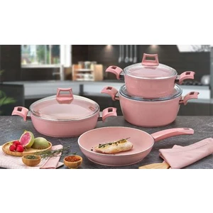 Fiesta Model 7 Parça Granit Tencere Seti Pembe Renk