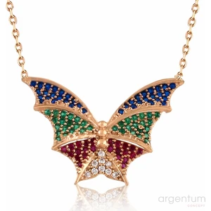 Argentum Concept Zirkon Taşlı Gümüş Renkli Kelebek Kolye