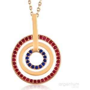 Argentum Concept Zirkon Taşlı İç İçe Gümüş Halkalar Kolye