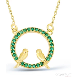Argentum Concept Yeşil Zirkon Taşlı Gümüş Sevda Kolye