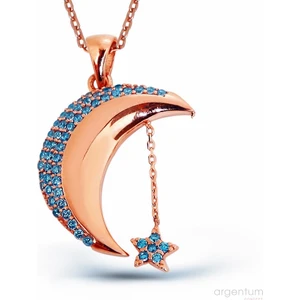 Argentum Concept Zirkon Taşlı Gümüş Ay Yıldız Kolye