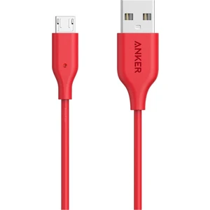 PowerLine Micro USB Şarj/ Data Kablosu 0.9 Metre - Kırmızı (Anker Türkiye Garantili)
