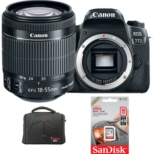 EOS 77D + 18-55mm Lens + Hafıza Kartı + Çanta
