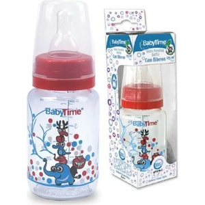 Silikon Kiraz Uçlu Cam Biberon 150ml - (KIRMIZI-MAVİ)