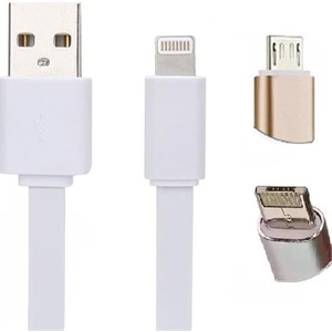 Case 4u 2 in 1 Lightning Micro Dual USB Kablo ( iPhone Uyumlu ve Samsung)