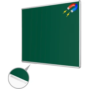 65  cm  x 100 cm  Alüminyum Çerçeve Duvara Monte Manyetik Yeşil Tahta (Tebeşir Tahtası)