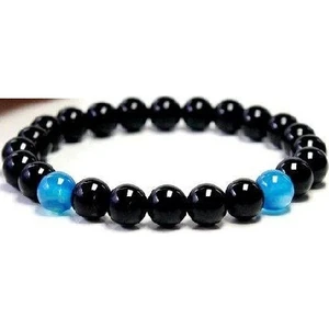 RD Ekoavm Mavi Akik, Siyah Parlak Oniks Doğal Taş Bileklik