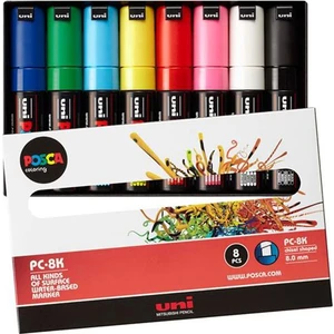 Uni Posca Su Bazlı Marker Pc-8K 8'Li - Ana Renkler