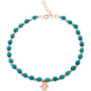 925 Ayar Gümüş Firuze Taşlı Fatma Eli Bileklik Alk3044