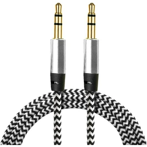 AUX Stereo 3.5mm Data Ses Örgü Kablo Beyaz