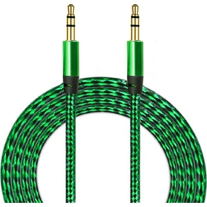 AUX Stereo 3.5mm Data Ses Örgü Kablo Yeşil