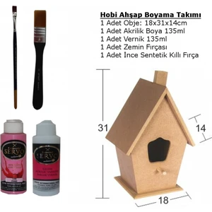 Hobi Ahşap Boyama Objesi Kuş Evi L Başlangıç Seti No:1