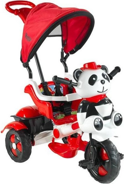 Babyhope 127 Little Panda Ebeveyn Kontrollü Tenteli Müzikli Tricycle Üç Teker Bisiklet- Kırmızı/Beyaz