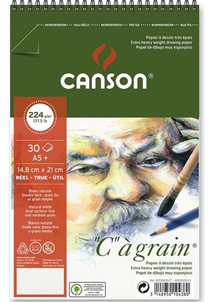 "C" À Grain Spiralli Çizim Defteri 224Gr - A5