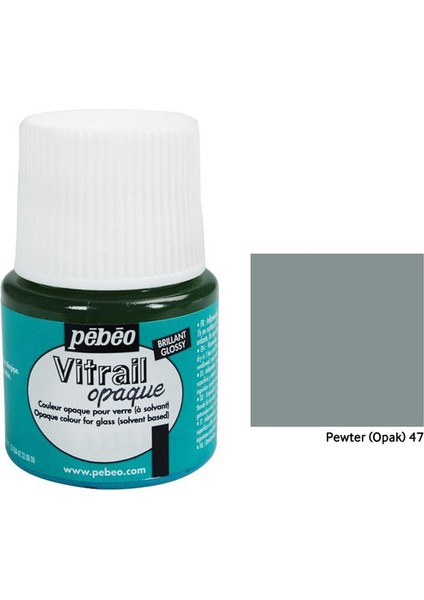 Vitrail Cam Boyası 45Ml - 47 Pewter (Opak)