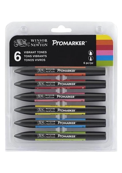 Winsor & Newton Promarker Grafik Kalemi 6'Lı Set Vibrant Tones