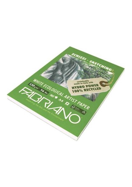 Schizzi White Ecological Artist , Natural Dokulu Eskiz Blok, Gn/Ng - 120Gr, A4