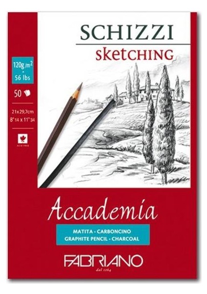 Accademia, Natural Dokulu Beyaz, Üst Kenarından Yapışkanlı Blok (Schizzi), 120Gr., 29,7X42Cm