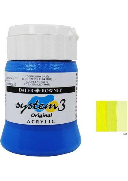 System 3 Akrilik Boya 500Ml - Fluorescent Yellow 681
