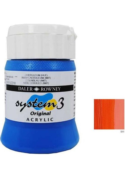 System 3 Akrilik Boya 500Ml - Cadmium Scarlet 511