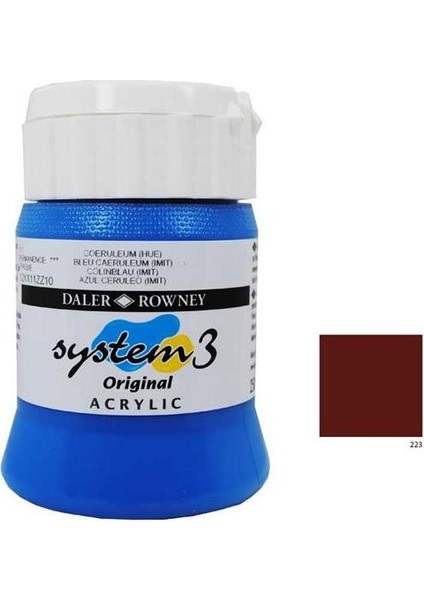 System 3 Akrilik Boya 500Ml - Burnt Umber 223