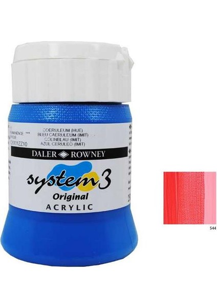 System 3 Akrilik Boya 500Ml - Fluorescent Red 544