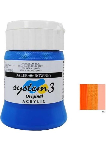 System 3 Akrilik Boya 500Ml - Fluorescent Orange 653