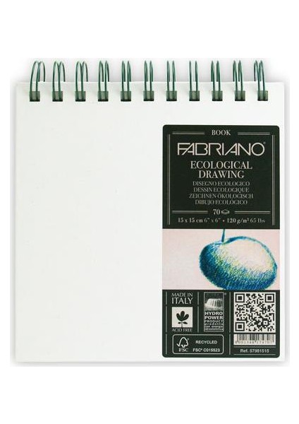 Ecological Drawing Book, Beyaz Kapaklı, Natural Dokulu, 120Gr, 30X30Cm
