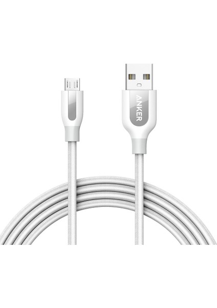 PowerLine+ Micro USB Örgülü Şarj/Data Kablosu 1.8 Metre- Beyaz - Taşıma Çantalı (Anker Türkiye Garantili)