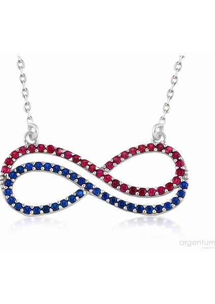 Zirkon Taşlı Gümüş Sonsuzluk Kolye