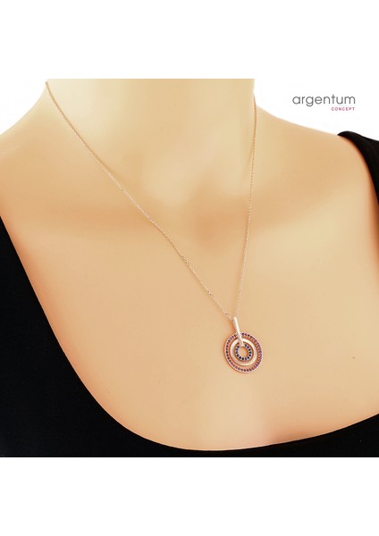 Zirkon Taşlı İç İçe Gümüş Halkalar Kolye fiyatları