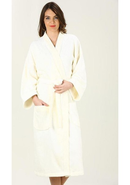 Classic Kimono Bornoz L Krem