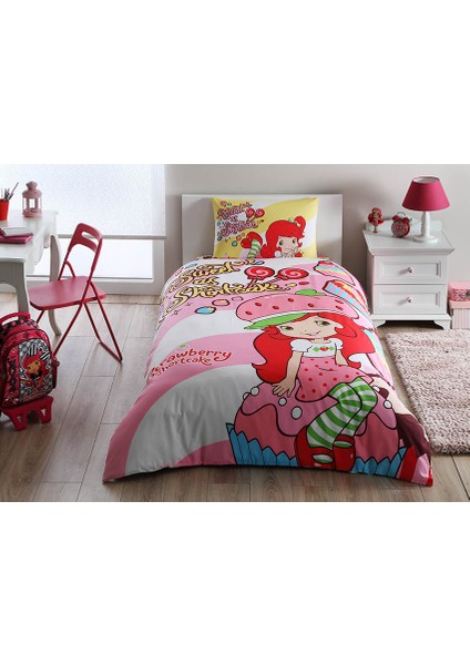 Strawberry Shortcake Cute Tek Kişilik Nevresim Takımı