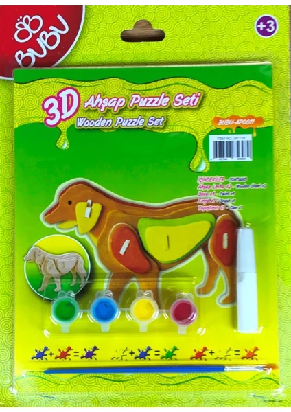 3D Ahşap Puzzle+Boyama Seti (Köpek)