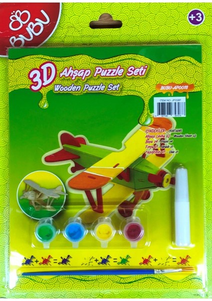 3D Boyama + Puzzle Seti (Uçak)
