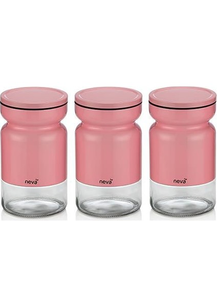 N964 Sweet 3'lü Kavanoz Set Pembe