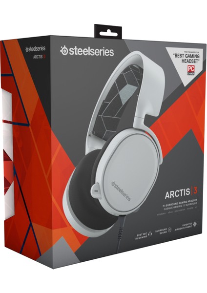 Steelseries Arctis 3 7.1 Surround Oyuncu Kulaklığı-Beyaz