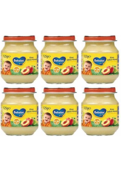 Elma Şeftali Püreli Kavanoz Maması 125 gr - 6'lı