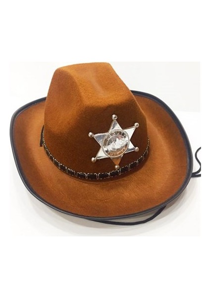 Çocuk Kovboy Şapkası Sheriff Şapkası Kahverengi