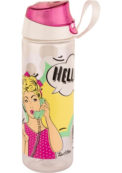 Plastik Popart Hello Desenli Su Şişesi - 750 ml