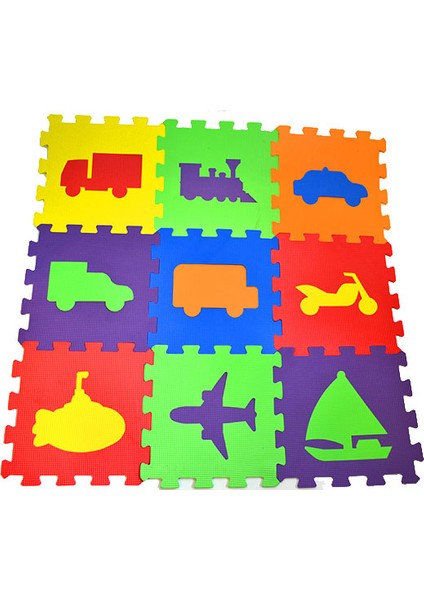 Eva Puzzle Oyun Karosu 9 Parça Yer Halısı 33 cm x 33 cm Araçlar Modeli