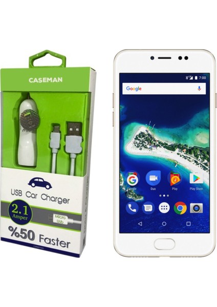 General Mobile GM 6 Araç Şarj Cihazı + Data Kablosu Hızlı Şarj Özellikli