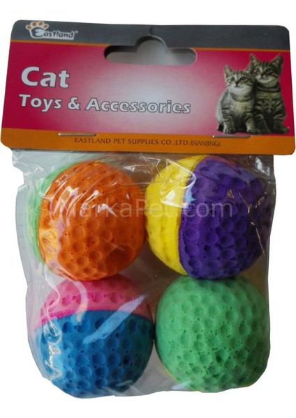 İki Renkli Kedi Oyuncak Sünger Top 4 Lü