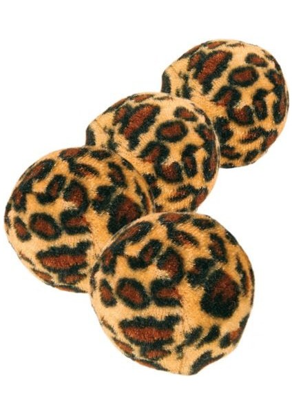 Leopar desenli kedi oyuncak top 4cm 4ad