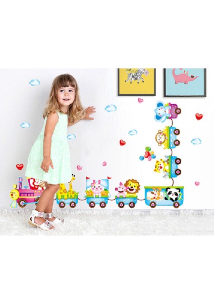 Büyük Boy Neşeli Hayvanlar Treni Duvar Stickerı Happy Animals Train Wall Sticker